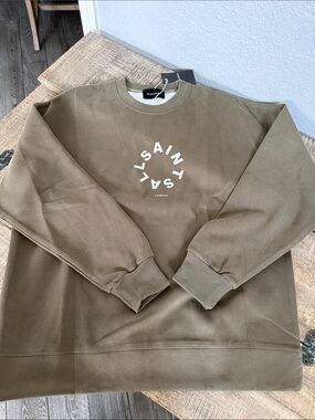 Olive Crewneck Sweatshirt with Circular Logo